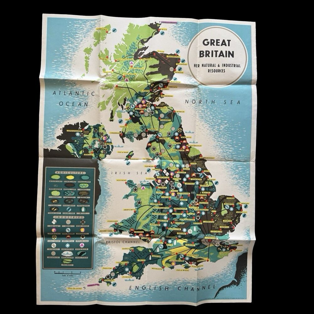 VNTG Great Britain Natural Industrial Resources Map British Information Services
